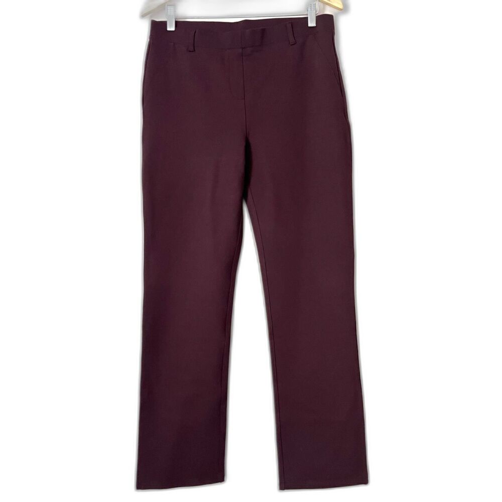 Quince Ultra Stretch Ponte Straight Leg Pant Burgundy Large 30" Pull-On NWT Work